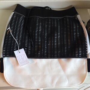 Louis Vuitton Black and White Layered Mesh Mini Skirt